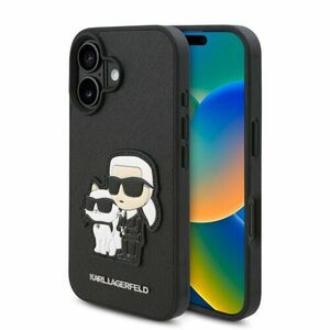 Karl Lagerfeld PU Saffiano Karl and Choupette Zadní Kryt pro iPhone 16 Plus Black vyobraziť