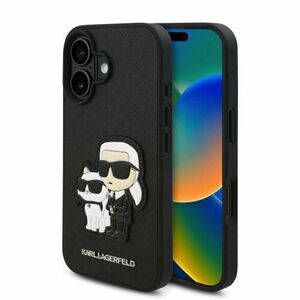 Karl Lagerfeld PU Saffiano Karl and Choupette Zadní Kryt pro iPhone 16 Black vyobraziť