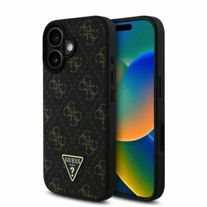 Guess PU Leather 4G Triangle Metal Logo Zadní Kryt pro iPhone 16 Black vyobraziť