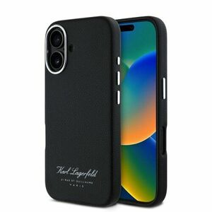 Karl Lagerfeld Grained PU Hotel RSG Zadní Kryt pro iPhone 16 Black vyobraziť