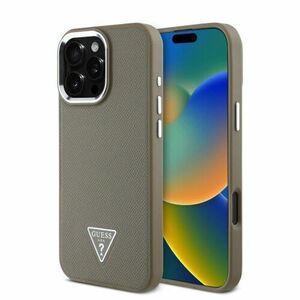 Guess PU Grained Triangle Logo Zadní Kryt pro iPhone 16 Pro Brown vyobraziť