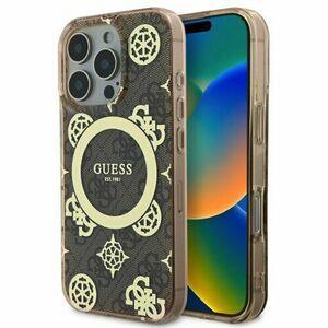 Guess IML 4G Peony MagSafe Zadní Kryt pro iPhone 16 Pro Max Brown vyobraziť