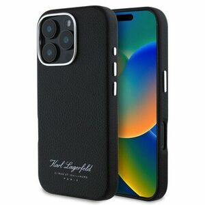 Karl Lagerfeld Grained PU Hotel RSG Zadní Kryt pro iPhone 16 Pro Max Black vyobraziť