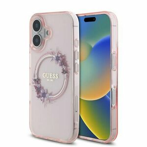 Guess IML Flowers Ring MagSafe Zadní Kryt pro iPhone 16 Pink vyobraziť