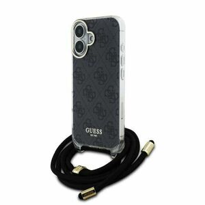 Guess IML 4G Printed Crossbody Popruh Zadní Kryt pro iPhone 16 Black vyobraziť