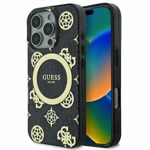 Guess IML 4G Peony MagSafe Zadní Kryt pro iPhone 16 Pro Max Black vyobraziť