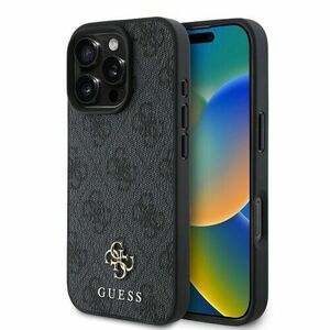 Guess PU 4G Small Metal Logo MagSafe Zadní Kryt pro iPhone 16 Pro Max Grey vyobraziť