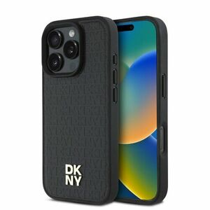 DKNY PU Leather Repeat Pattern Stack Logo MagSafe Zadní Kryt pro iPhone 16 Pro Max Black vyobraziť