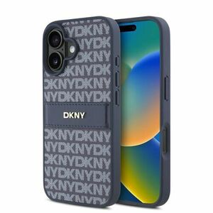 DKNY PU Leather Repeat Pattern Tonal Stripe Zadní Kryt pro iPhone 16 Blue vyobraziť