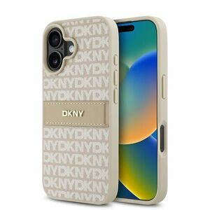 DKNY PU Leather Repeat Pattern Tonal Stripe Zadní Kryt pro iPhone 16 Pink vyobraziť