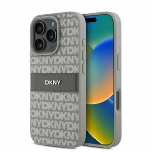 DKNY PU Leather Repeat Pattern Tonal Stripe Zadní Kryt pro iPhone 16 Pro Max Beige vyobraziť