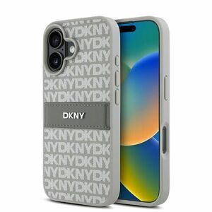 DKNY PU Leather Repeat Pattern Tonal Stripe Zadní Kryt pro iPhone 16 Beige vyobraziť