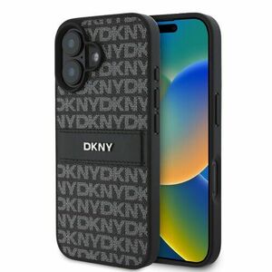 DKNY PU Leather Repeat Pattern Tonal Stripe Zadní Kryt pro iPhone 16 Plus Black vyobraziť