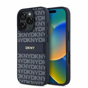 DKNY PU Leather Repeat Pattern Tonal Stripe Zadní Kryt pro iPhone 16 Pro Max Blue vyobraziť