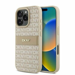 DKNY PU Leather Repeat Pattern Tonal Stripe Zadní Kryt pro iPhone 16 Pro Max Pink vyobraziť