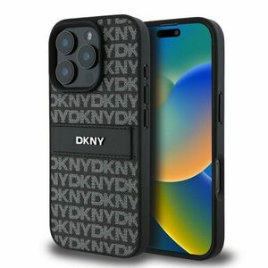 DKNY PU Leather Repeat Pattern Tonal Stripe Zadní Kryt pro iPhone 16 Pro Max Black vyobraziť