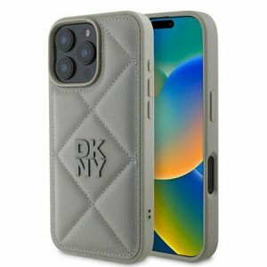 DKNY PU Leather Quilted Stack Logo Zadní Kryt pro iPhone 16 Pro Max Grey vyobraziť