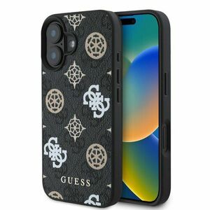 Guess PU 4G Peony MagSafe Zadní Kryt pro iPhone 16 Black vyobraziť