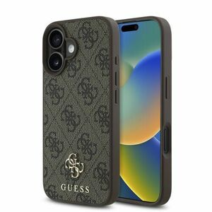 Guess PU 4G Small Metal Logo MagSafe Zadní Kryt pro iPhone 16 Brown vyobraziť