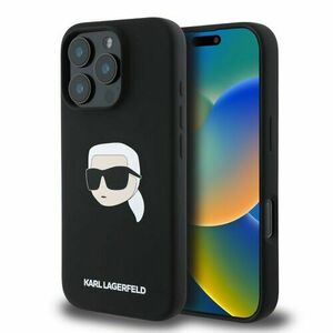 Puzdro Karl Lagerfeld Liquid Silicone Karl Head MagSafe iPhone 16 Pro - čierne vyobraziť