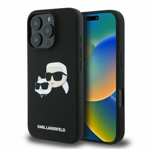 Karl Lagerfeld Liquid Silicone Double Heads MagSafe Zadní Kryt pro iPhone 16 Pro Black vyobraziť