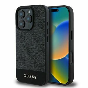 Guess PU 4G Stripe Zadní Kryt pro iPhone 16 Pro Max Grey vyobraziť