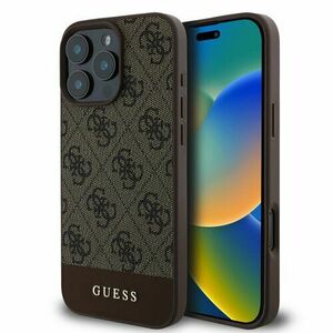 Guess PU 4G Stripe Zadní Kryt pro iPhone 16 Pro Max Brown vyobraziť