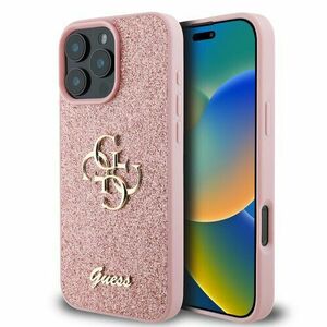 Guess PU Fixed Glitter 4G Metal Logo Zadní Kryt pro iPhone 16 Pro Max Pink vyobraziť