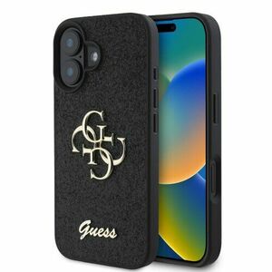 Guess PU Fixed Glitter 4G Metal Logo Zadní Kryt pro iPhone 16 Plus Black vyobraziť