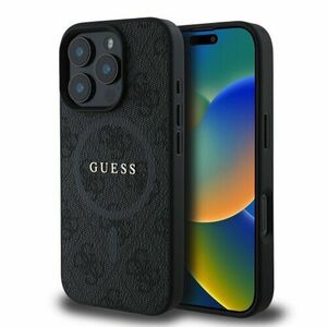 Guess PU Leather 4G Colored Ring MagSafe Zadní Kryt pro iPhone 16 Pro Black vyobraziť