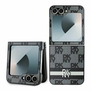 DKNY PU Leather Checkered Pattern and Stripe Zadní Kryt pro Samsung Galaxy Z Flip 6 Black vyobraziť