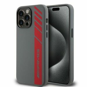 AMG Liquid Silicone Vertical Logo MagSafe Zadní Kryt pro iPhone 15 Pro Max Grey vyobraziť