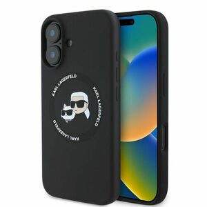 Puzdro Karl Lagerfeld Liquid Silicone K&CH Heads MagSafe iPhone 16 - čierne vyobraziť