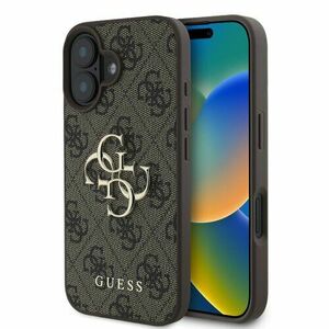 Guess PU 4G Metal Logo Zadní Kryt pro iPhone 16 Plus Brown vyobraziť