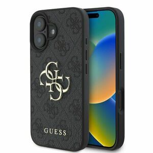 Guess PU 4G Metal Logo Zadní Kryt pro iPhone 16 Plus Grey vyobraziť