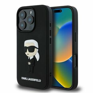 Karl Lagerfeld 3D Rubber Ikonik Zadní Kryt pro iPhone 16 Pro Max Black vyobraziť