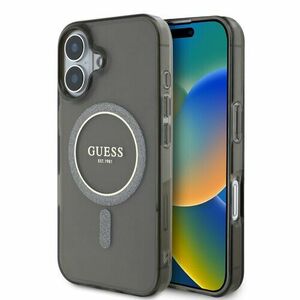 Guess IML Glitter Ring MagSafe Zadní Kryt pro iPhone 16 Black vyobraziť