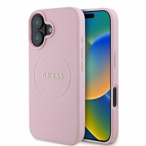 Puzdro Guess PU Grained Classic Logo MagSafe iPhone 16 - ružové vyobraziť