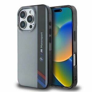 BMW IML Motorsport Vertical Stripe Zadní Kryt pro iPhone 16 Pro Max Grey vyobraziť