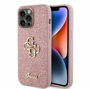 Guess PU Fixed Glitter 4G Metal Logo Zadní Kryt pro iPhone 15 Pro Max Pink vyobraziť