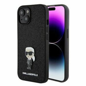 Karl Lagerfeld Fixed Glitter Metal Ikonik Zadní Kryt pro iPhone 15 Black vyobraziť