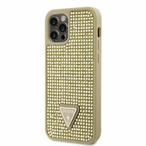 Guess Rhinestones Triangle Metal Logo Kryt pro iPhone 12/12 Pro Gold vyobraziť