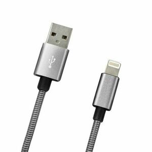 Dátový kábel Apple Lightning kovový 1M 2A, strieborný, Eko balenie vyobraziť