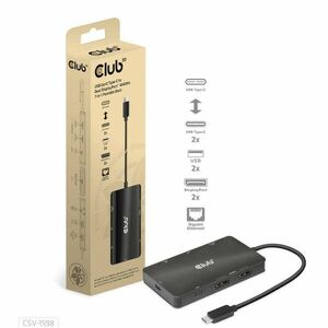 Club3D Dokovacia stanica USB Gen2 Type-C na Dual DisplayPort 4k60Hz 7-in-1 Portable Dock vyobraziť