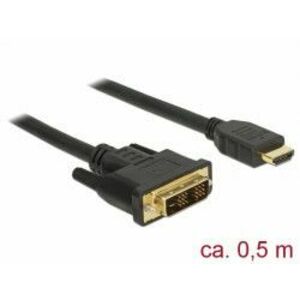 Delock Kábel DVI 18+1 samec > HDMI-A samec 0, 5 m čierny vyobraziť