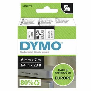 Dymo originál páska do tlačiarne štítkov, Dymo, 43610, S0720770, černý tlač/priehľadný podklad, 7m, 6mm, D1 vyobraziť