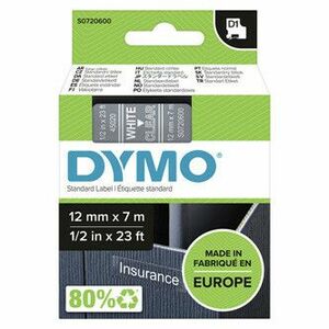 Dymo originál páska do tlačiarne štítkov, Dymo, 45020, S0720600, biely tisk/transparentná podklad, 7m, 12mm, D1 vyobraziť