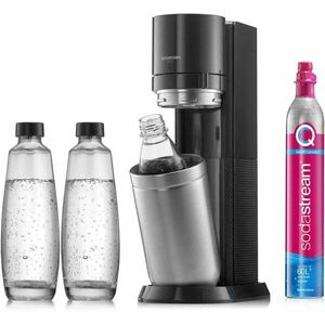 SodaStream Duo Titan Promo-Pack výrobník sódy, 2 sklenené fľaše, 1 plastová fľaša, bombička s CO2, čierny vyobraziť