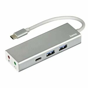 HAMA 135758 USB-C 3.1 HUB ALUMINIUM, 2X USB-A, USB-C, 3, 5 MM AUDIO vyobraziť