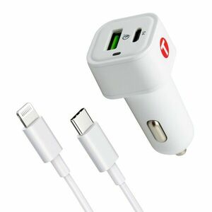 MOBILNET NAU-0035-38W-TYPEC PD + QC 38W AUTONABIJACKA + TYPE C 3A 2M KABEL BIELY vyobraziť